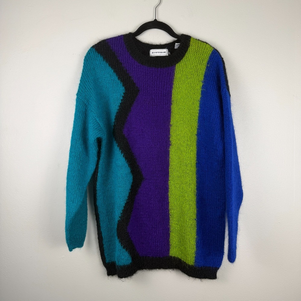 Jennifer Moore Sweater Women's Small Multicolor 3/4 Sleeve Colorblock Pullover‎